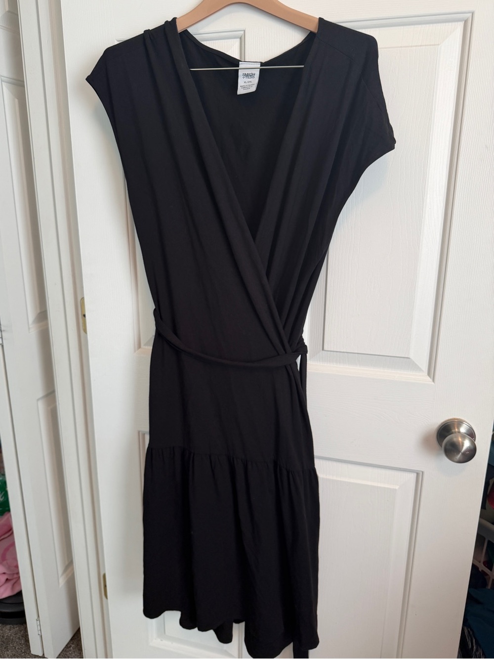 Smash + Tess Black Midi Wrap Dress
